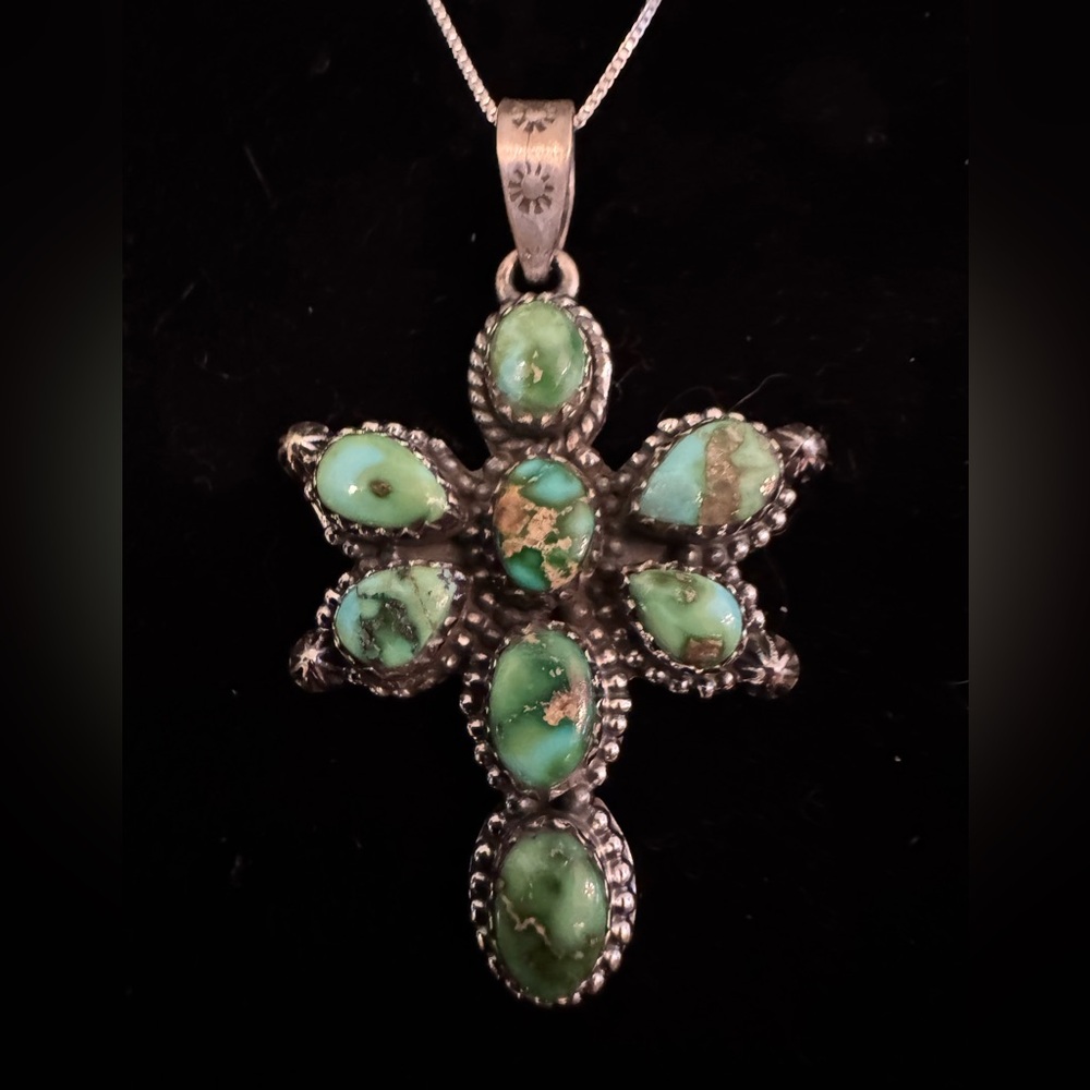 Elegant Sterling Silver and  Genuine sleeping beauty,‎ turquoise Pendant